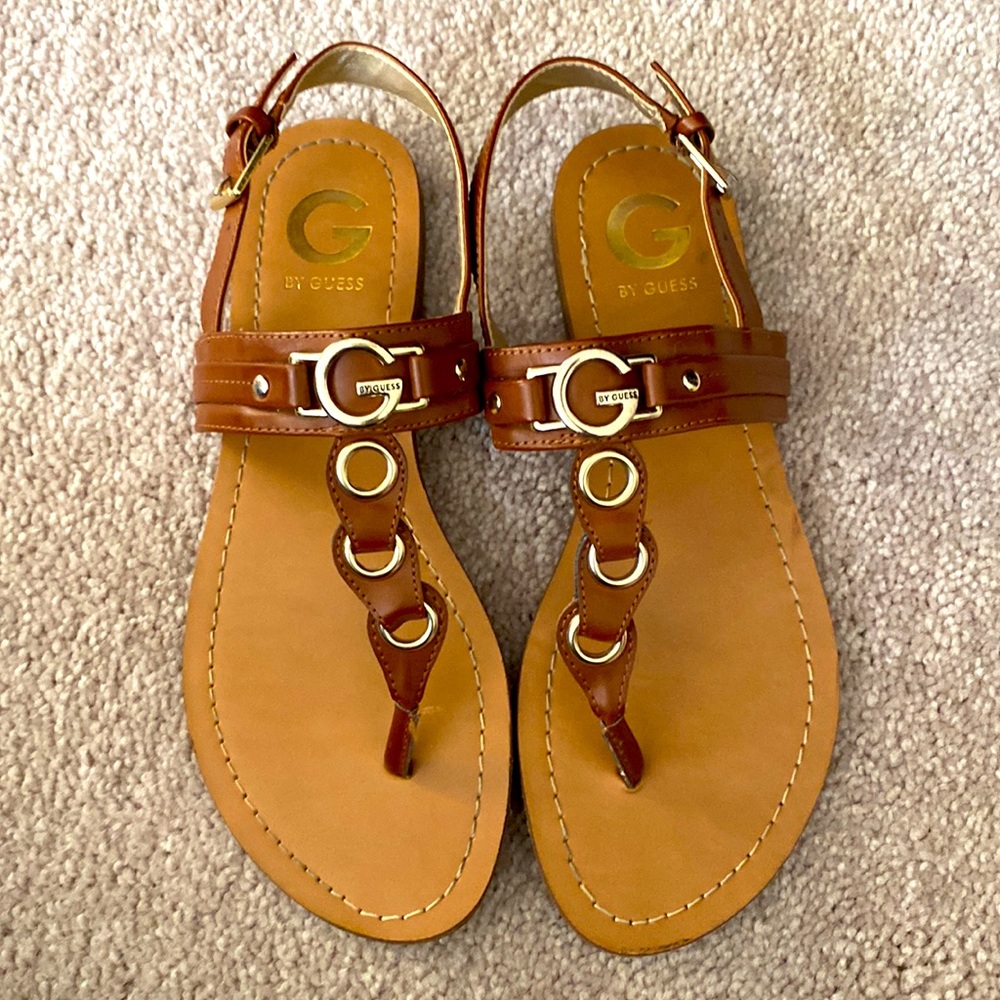Brown Leather Guess Sandals